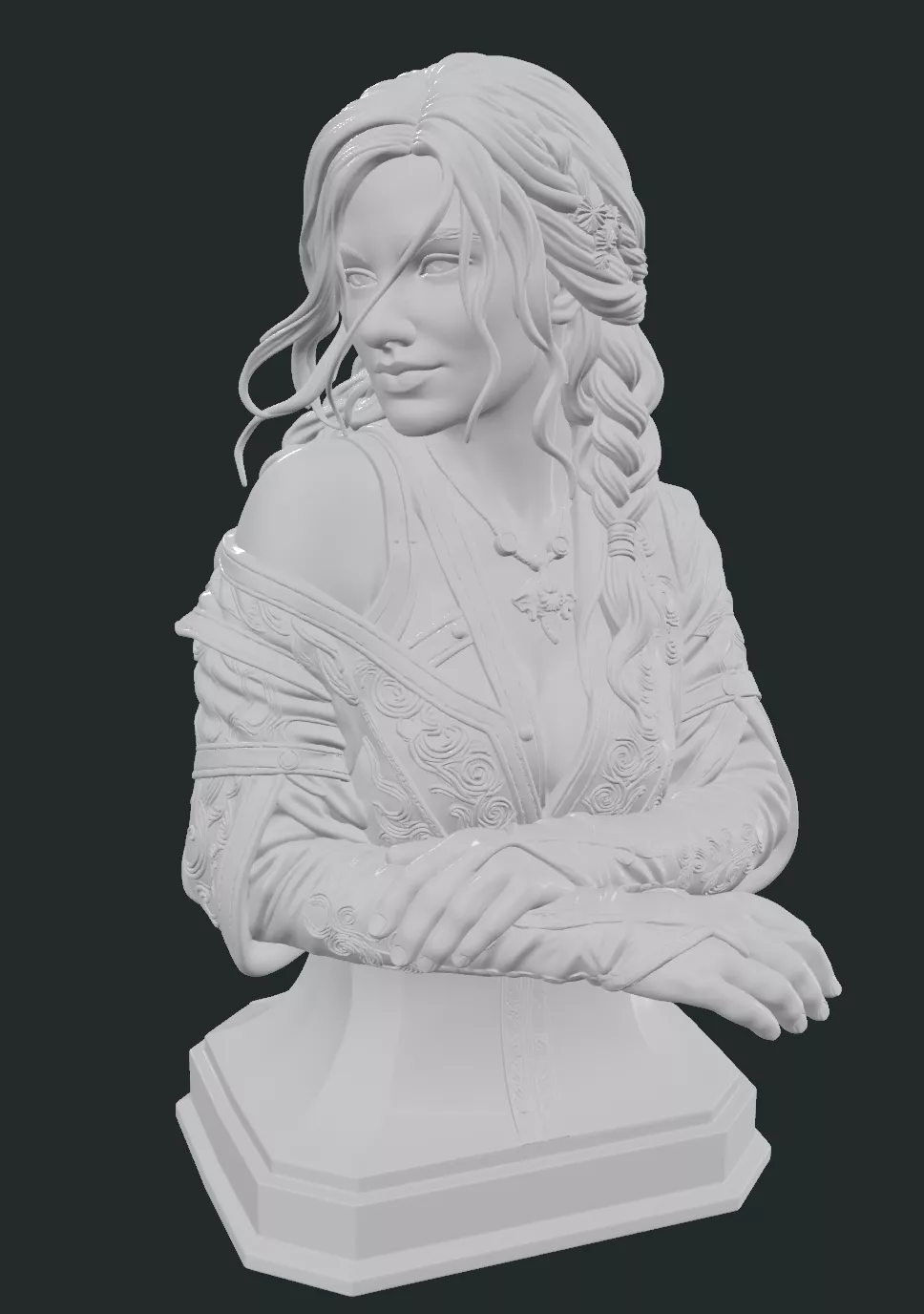 Fantasy Sorceress Bust Inspired by Witcher Triss STL 3D Print 3D print model