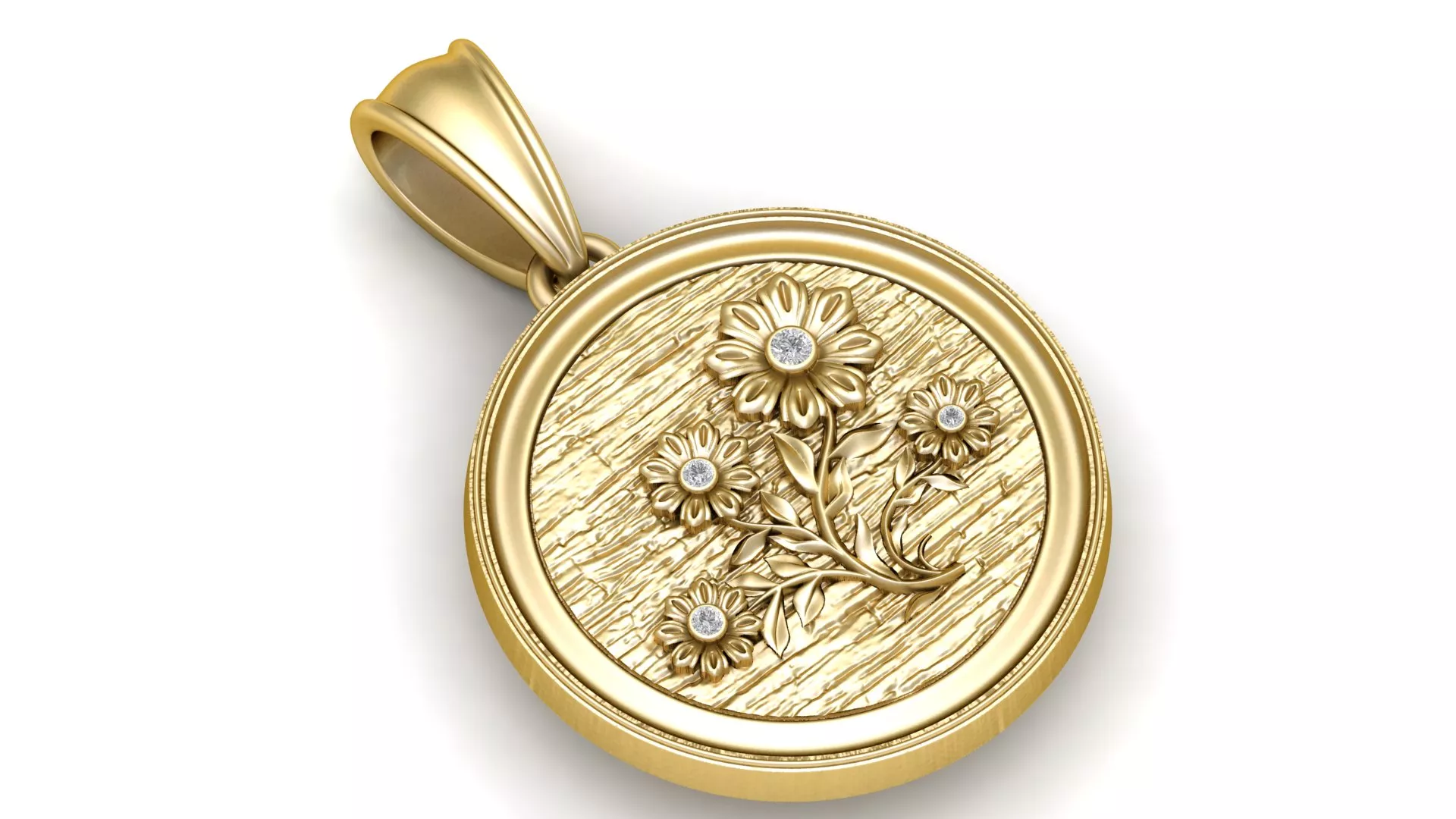 Elegant Gold Flower Pendant 3D print model