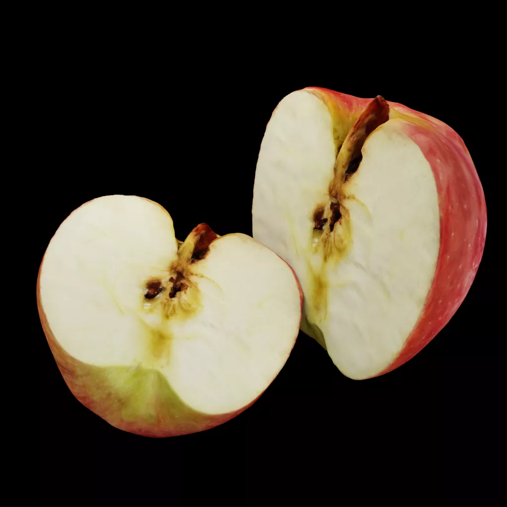 Half Red Apple Low-poly 3D model