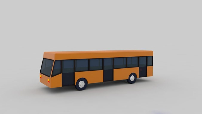 3d model orange bus Low-poly 3D model