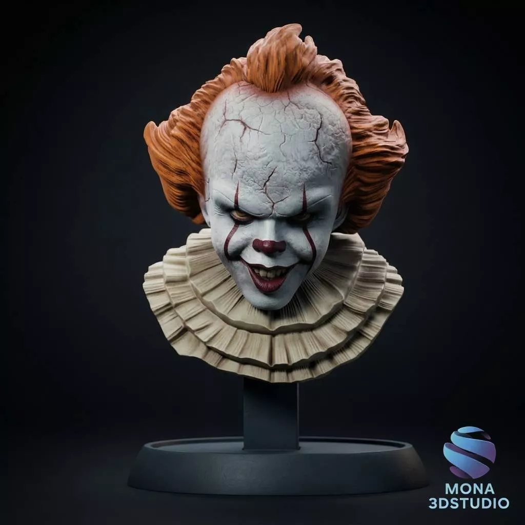 Pennywise Bust 3D STL Printable - IT Horror Clown 3D print model