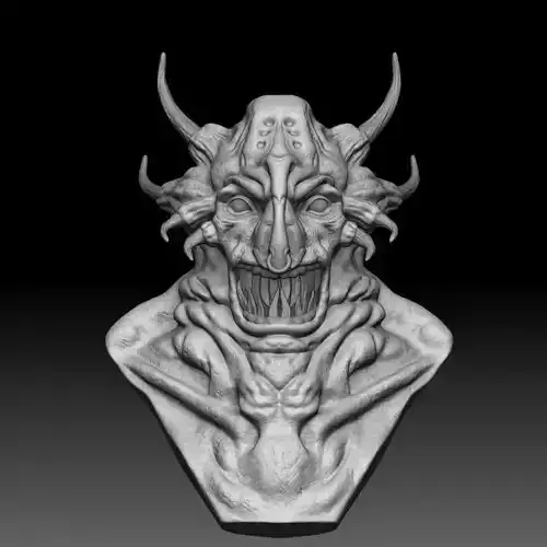 Monster demon bust with horns