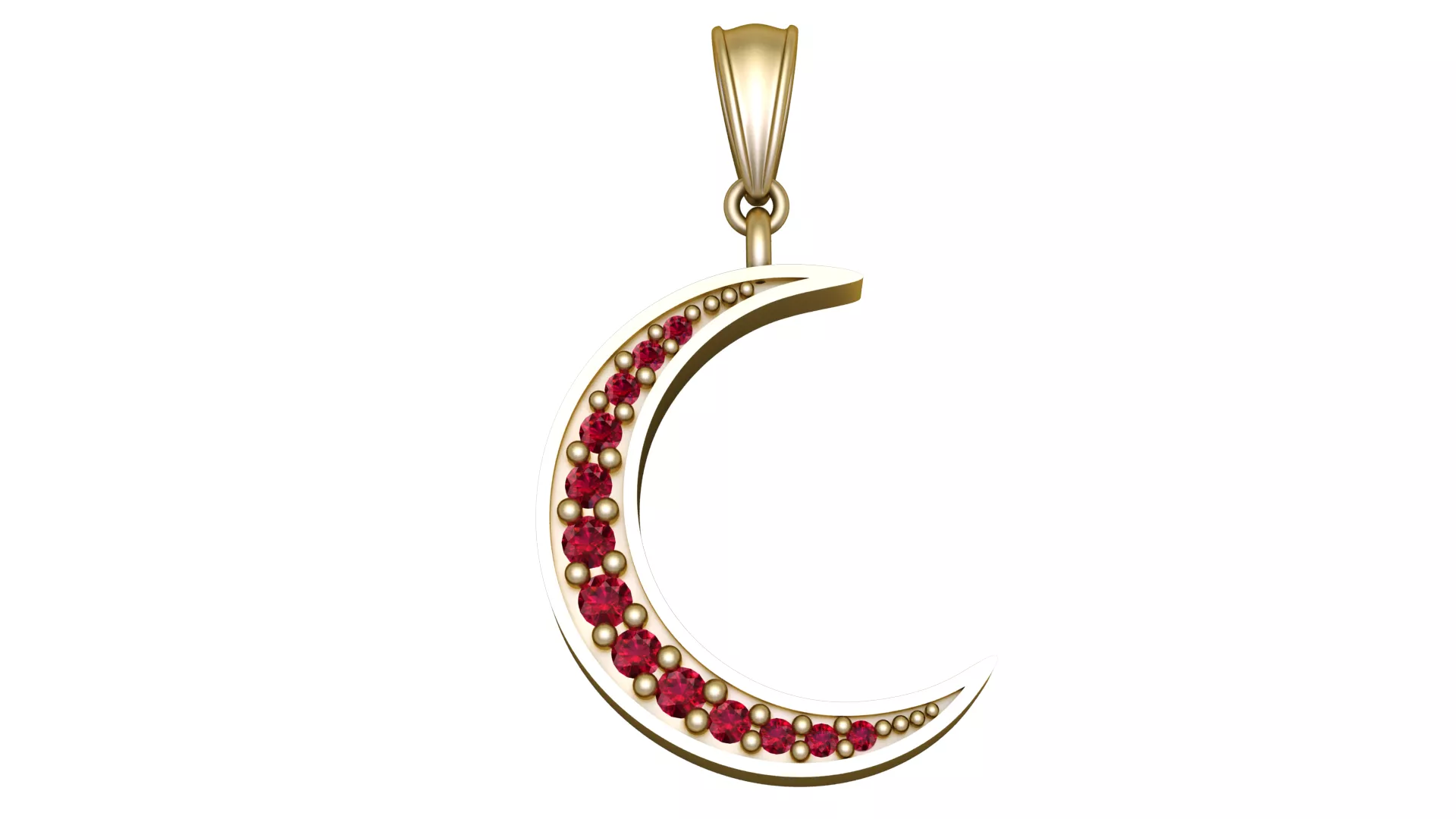 Ruby Crescent Moon Pendant 3D print model