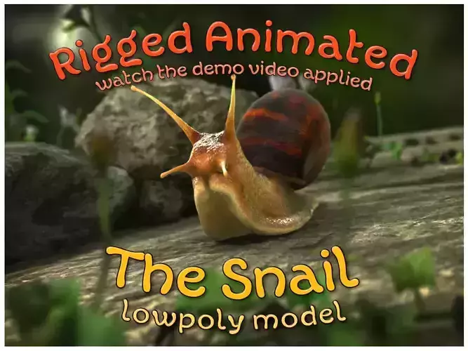 The Snail on rock Low-poly 3D model