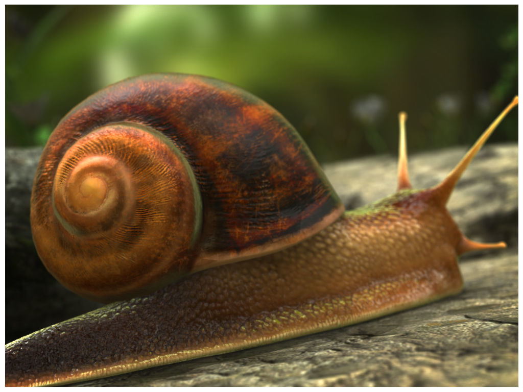The Snail on rock Low-poly 3D model_3