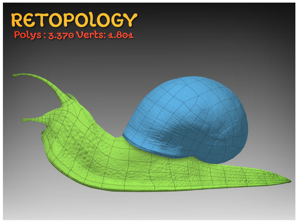 The Snail on rock Low-poly 3D model_18