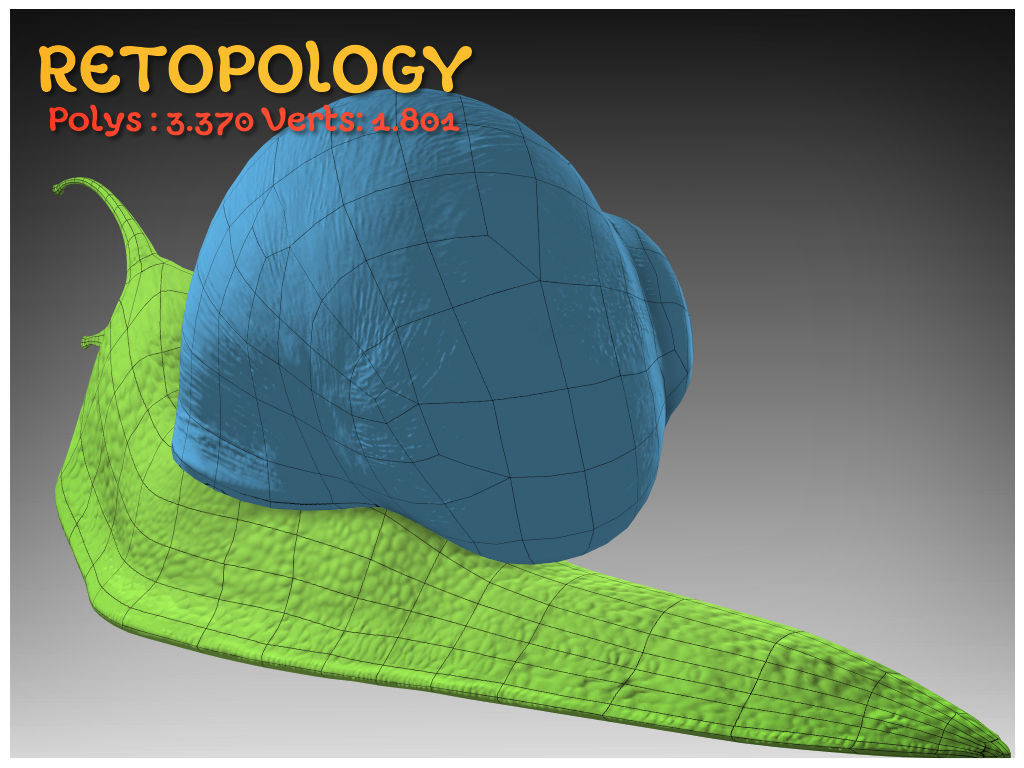 The Snail on rock Low-poly 3D model_20