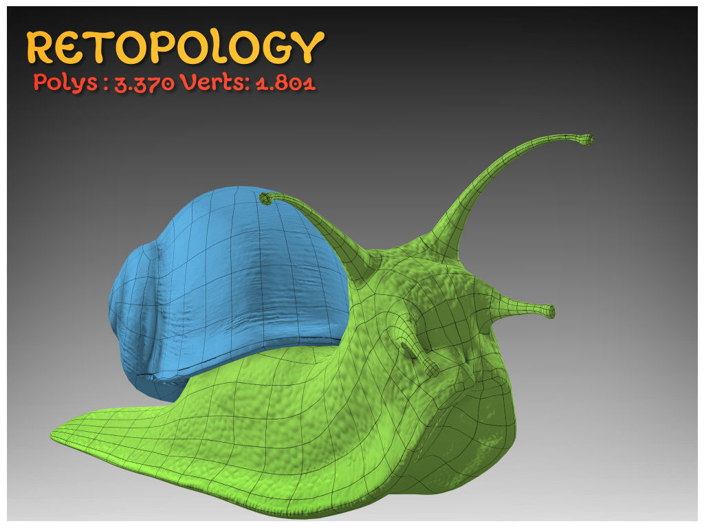 The Snail on rock Low-poly 3D model_19