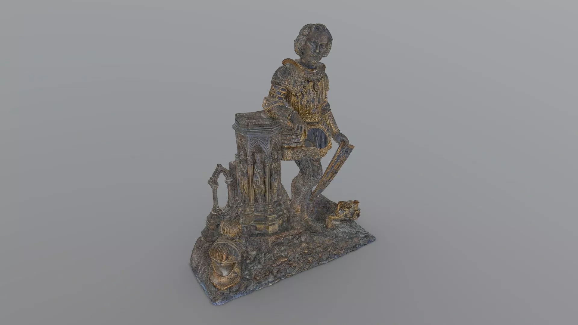 Bronze Fencing Trophy - mid poly photogrammetry 3D model