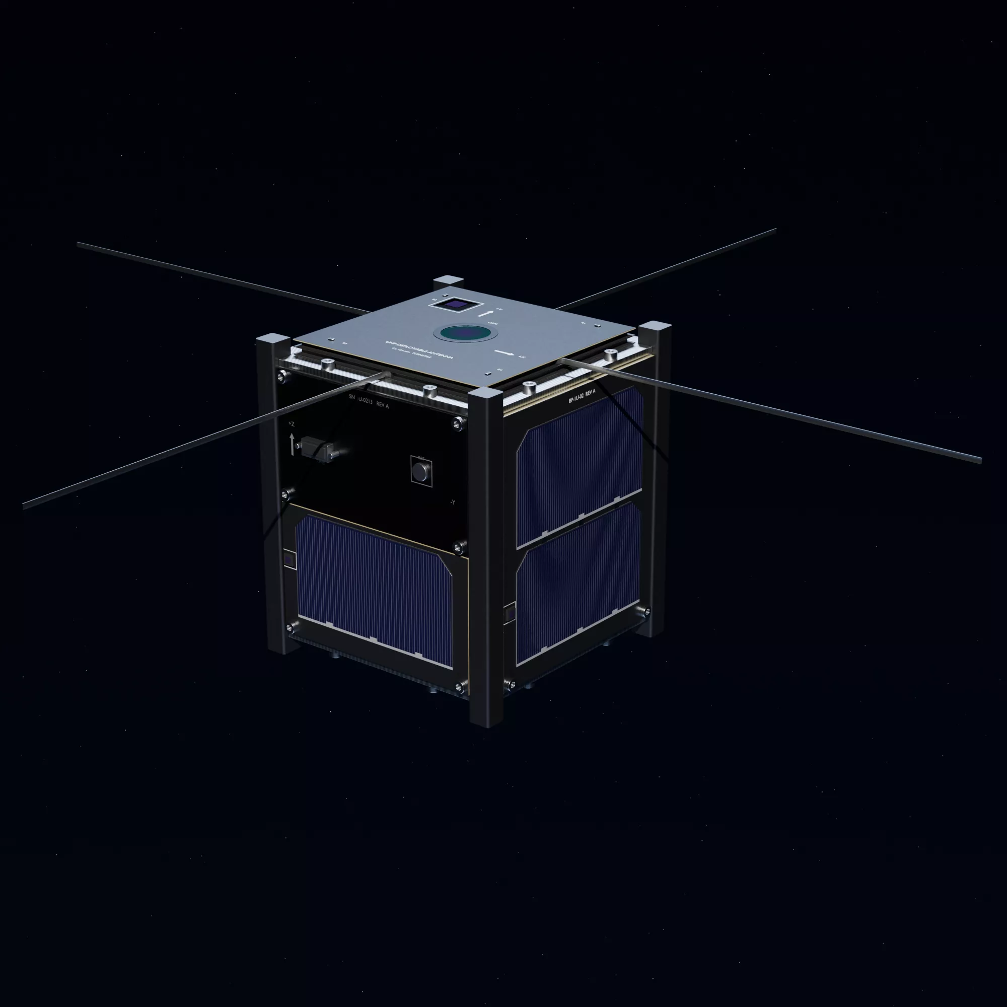 1U CubeSat with Antenna Deployment - Rigged and Animated - 4K 3D model