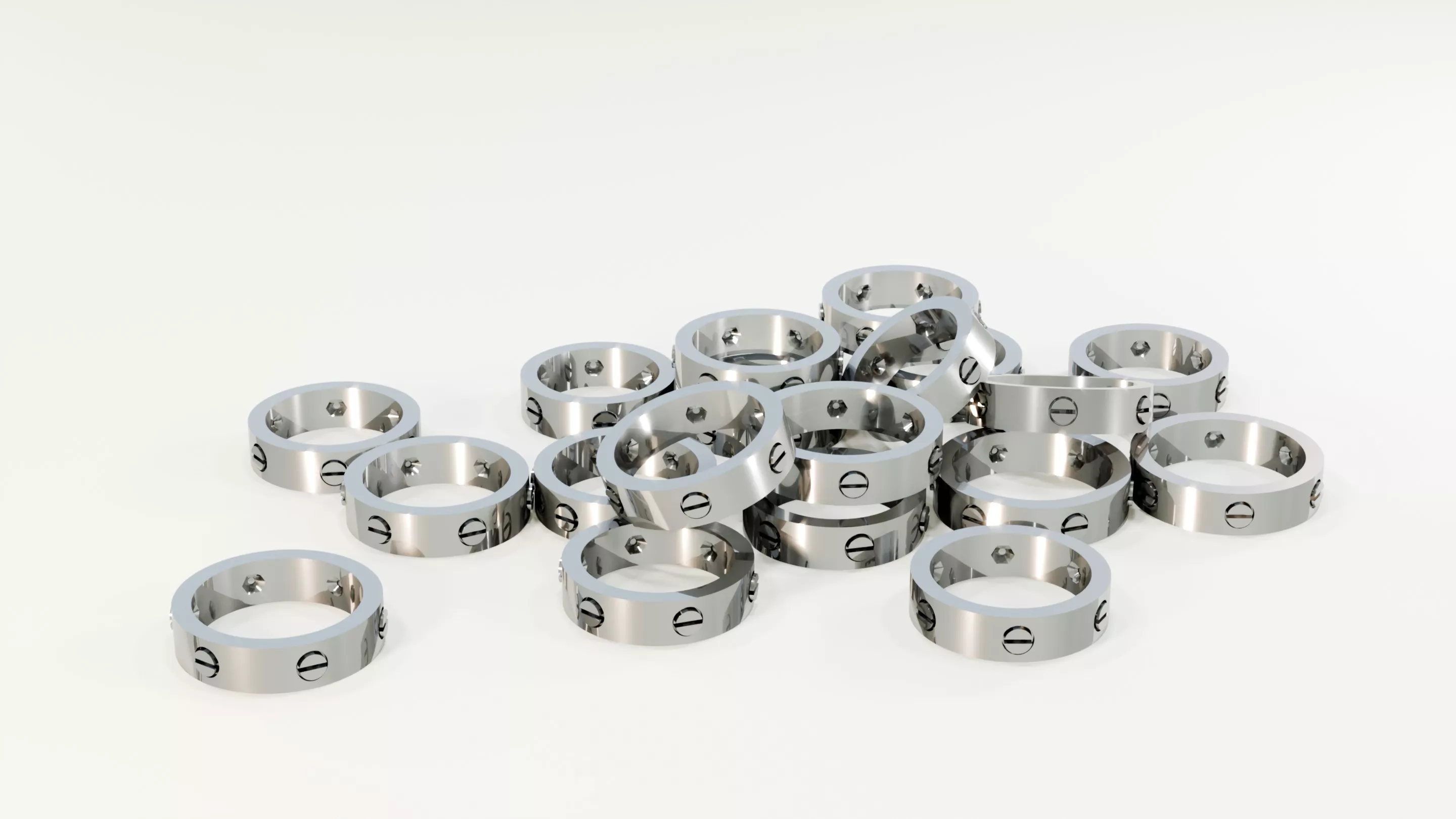 Cartier Style Screw Motif Ring CAD Model 3D print model
