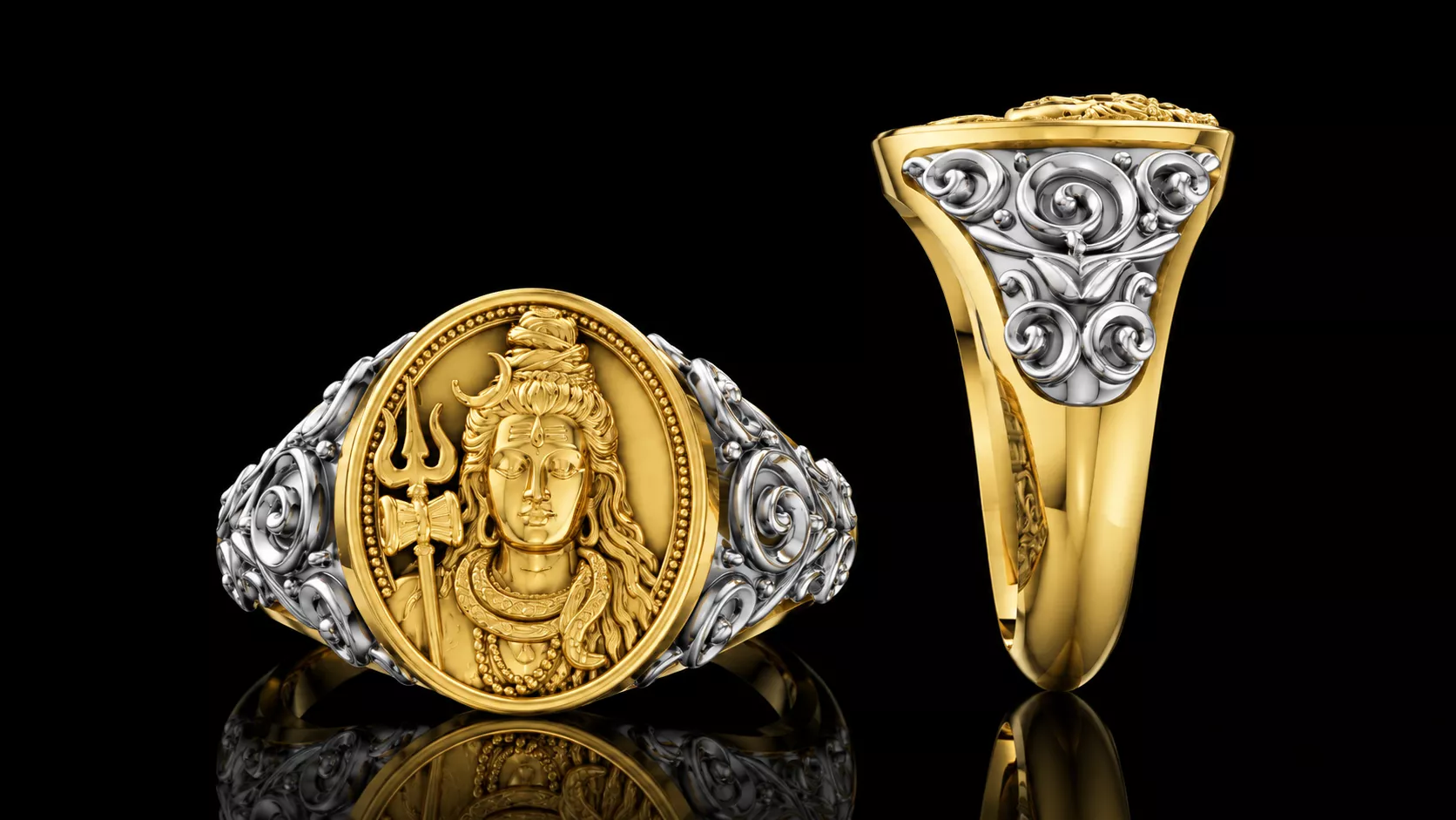 Divine Shiva Ornamental Signet Ring 3D print model