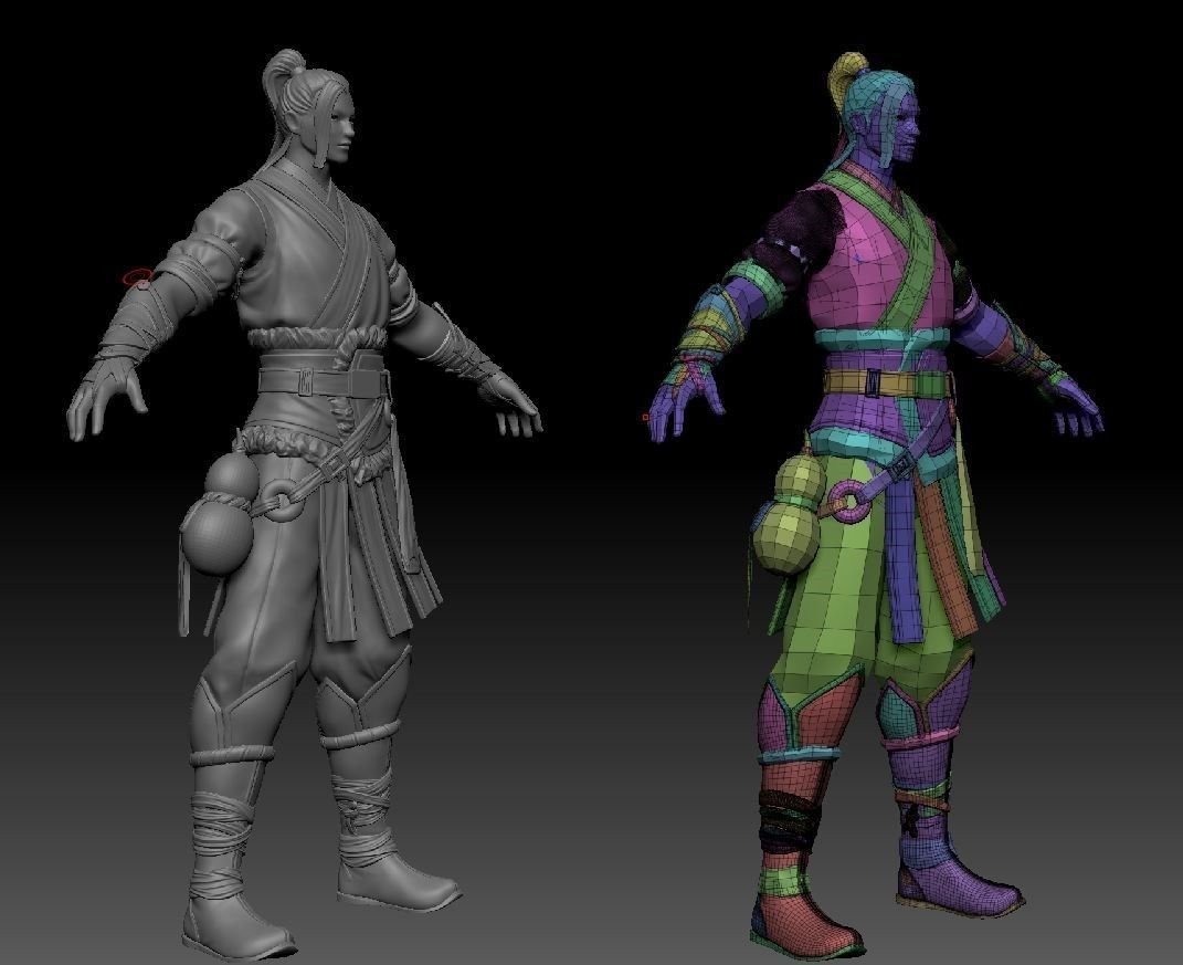 Chinese swordman ZBrush raw file 3D model_2