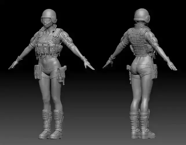 Woman Warrior ZBrush raw file 3D model