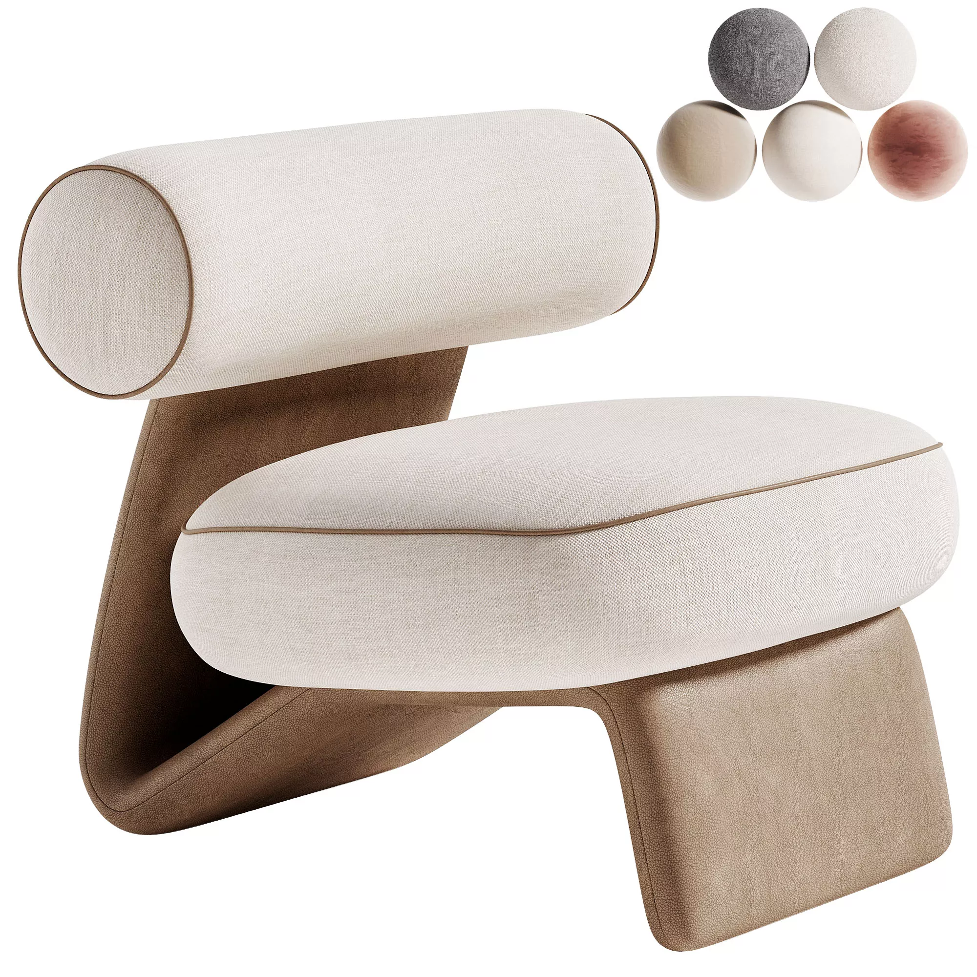 Floa Armchair Gold Line Low-poly 3D model