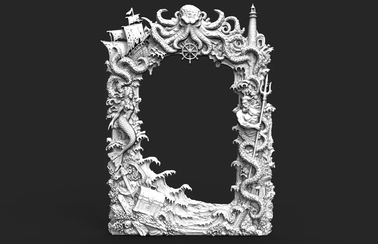 Nautical Fantasy Frame STL for CNC Router and 3D Printing 3D print model