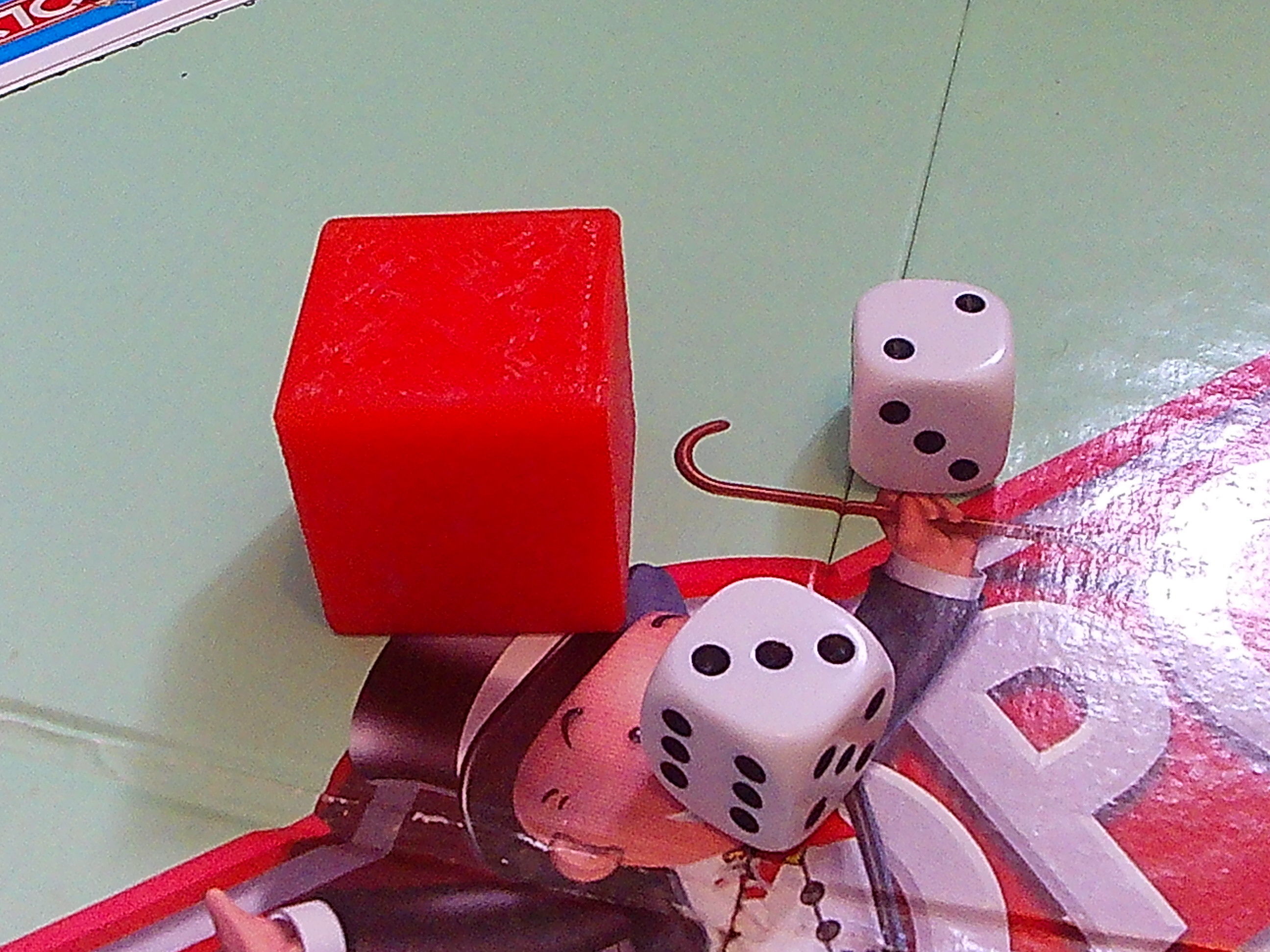 A dice cube on table 3D print model_3
