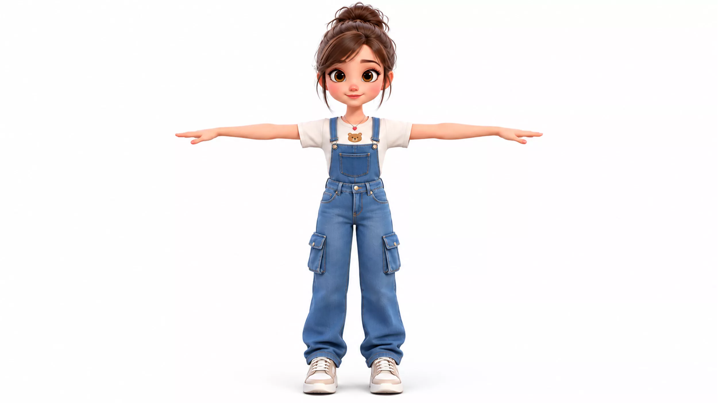 Cute Young Girl 3D Character Model Rigged Animated Gameready Low-poly 3D model