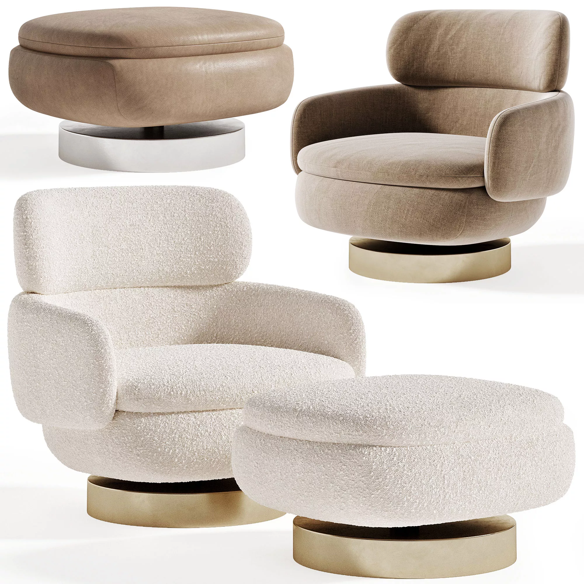 Vivienne Chair Pouf Minotti Low-poly 3D model