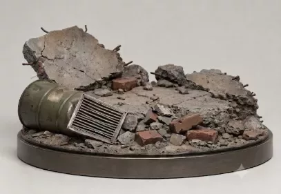 Battlefield Rubble Terrain Base Industrial Debris Resin 3D Print
