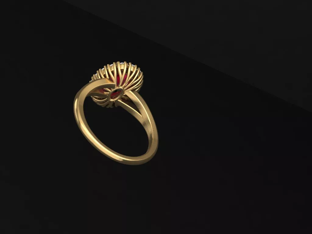 OVAL SHAPE HALO GEMSTONE RING 3D print model