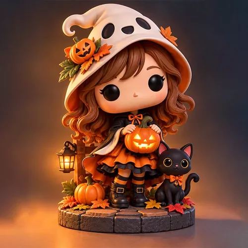 Cute Chibi Witch with Black Cat