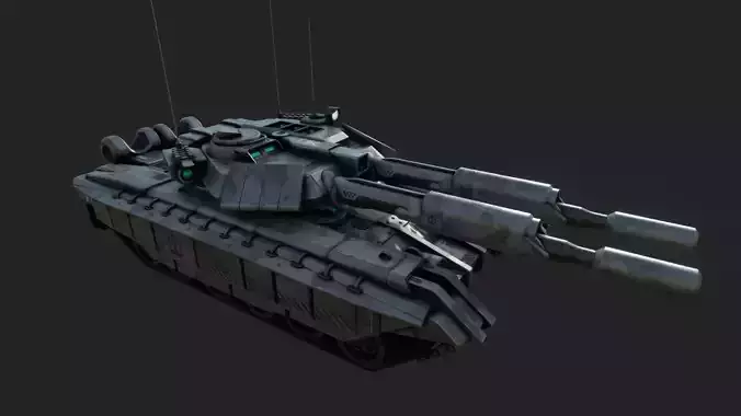 T1K Battle Tank Low-poly 3D model