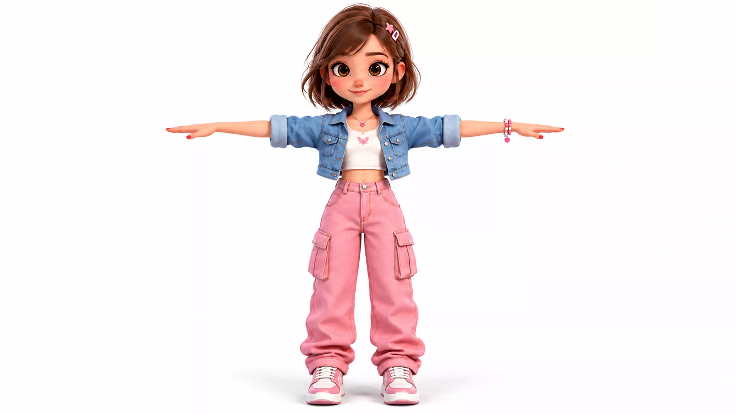 Stylized Girl Character Rigged and Animated 3D Kid Model Low-poly 3D model