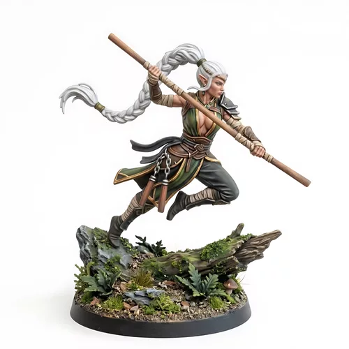 Elf Warrior Monk Staff Wielder Fantasy Figure Resin 3D Print STL