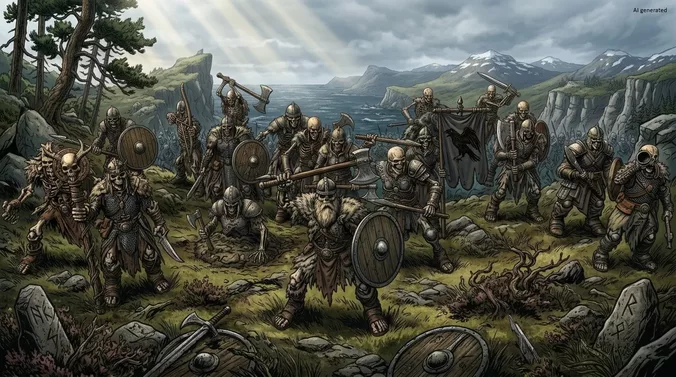 Skeletal Viking Army 20 High-Detail Miniature Pack 32mm