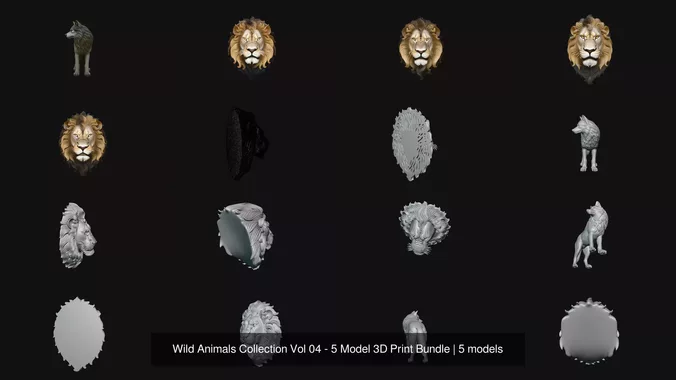 Wild Animals Collection Vol 04 - 5 Model 3D Print Bundle