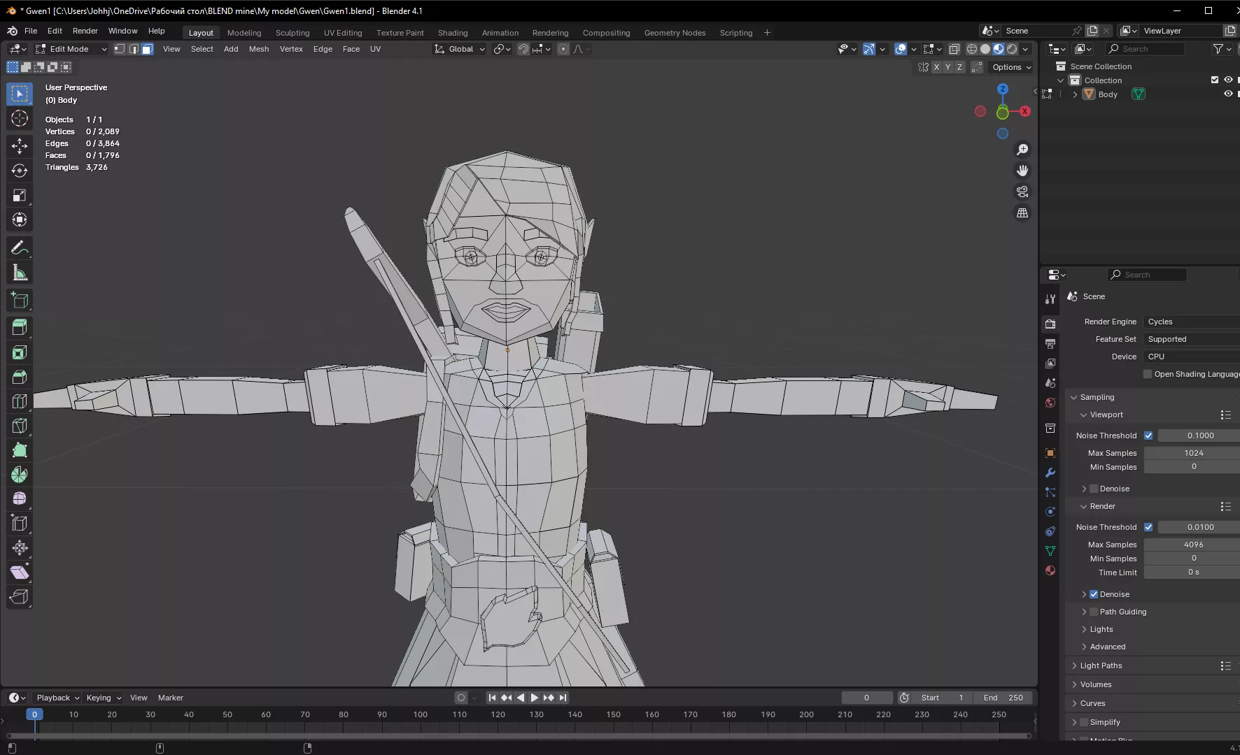 Low poly Gwen elf Free low-poly 3D model