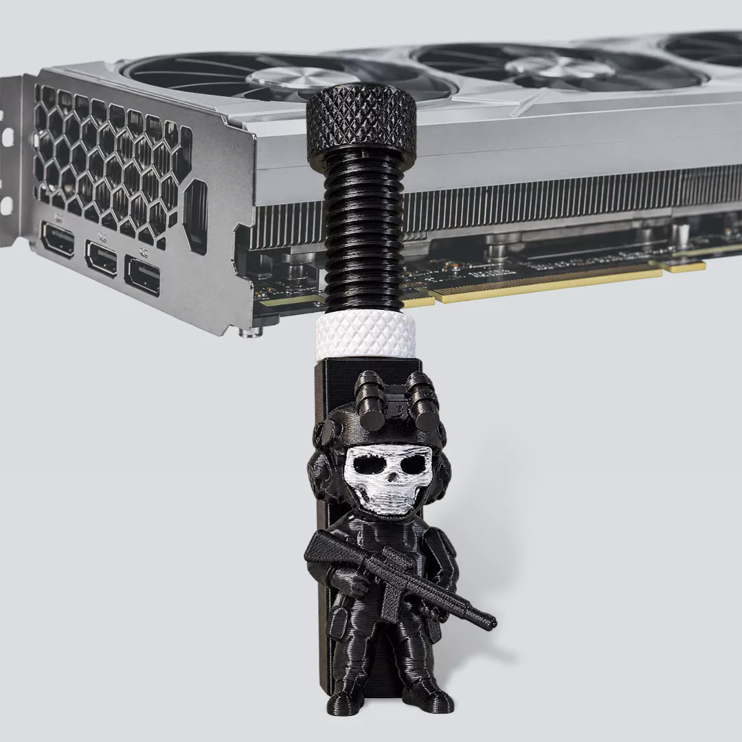 Tactical Soldier GPU Support Stand 74-114 mm - 3D Printable STL 3D print model
