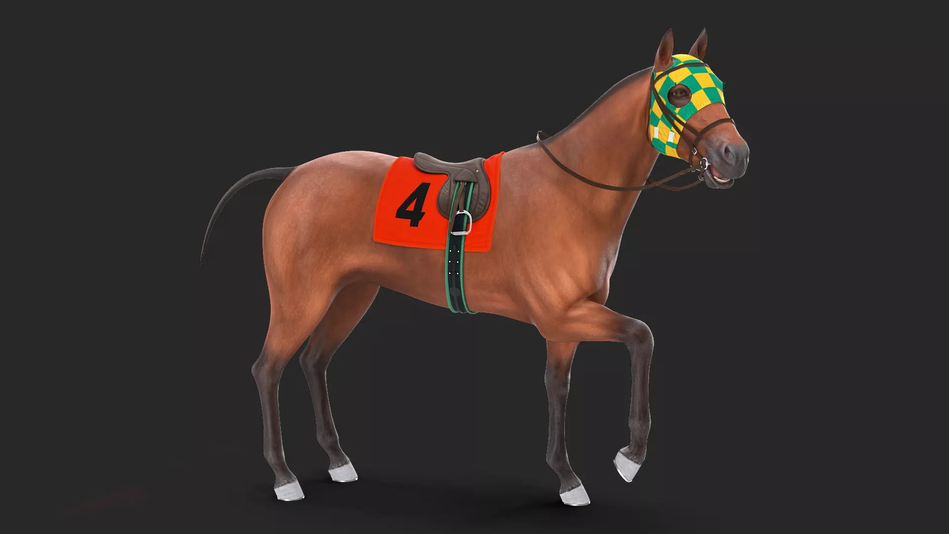 Bay Racehorse Rigged 3D model