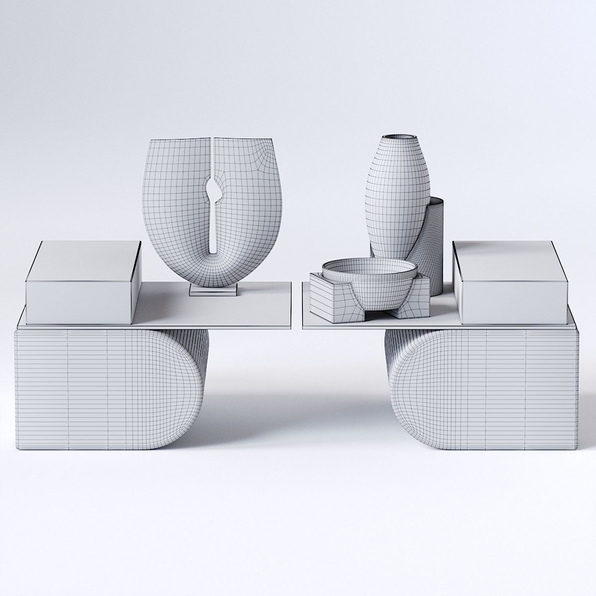 UNSETTLED CANTILEVER TABLE and Decor set 3D model_2