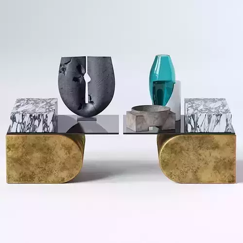 UNSETTLED CANTILEVER TABLE and Decor set 3D model