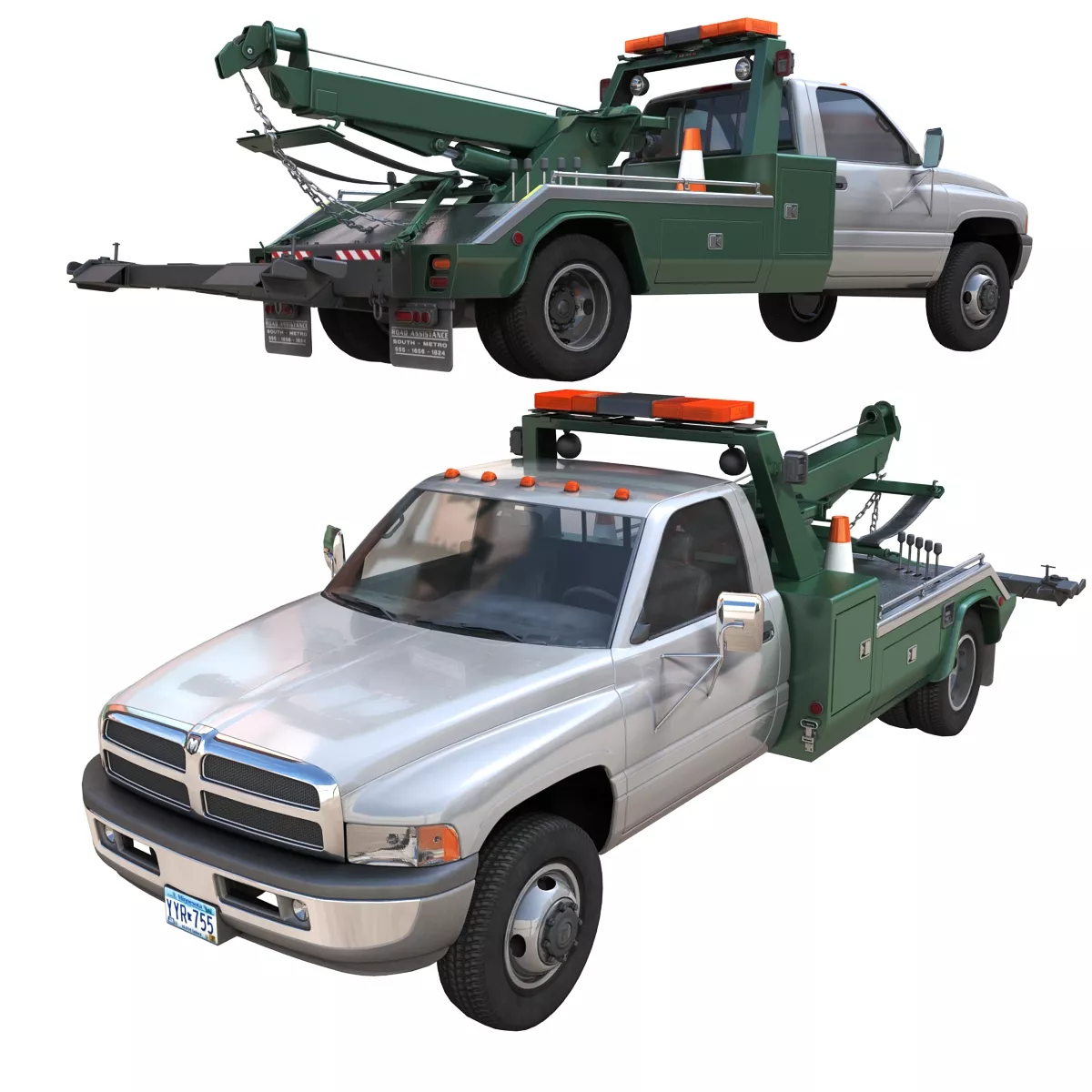 Dodge Ram 3500 Wrecker century vulcan Low-poly 3D model