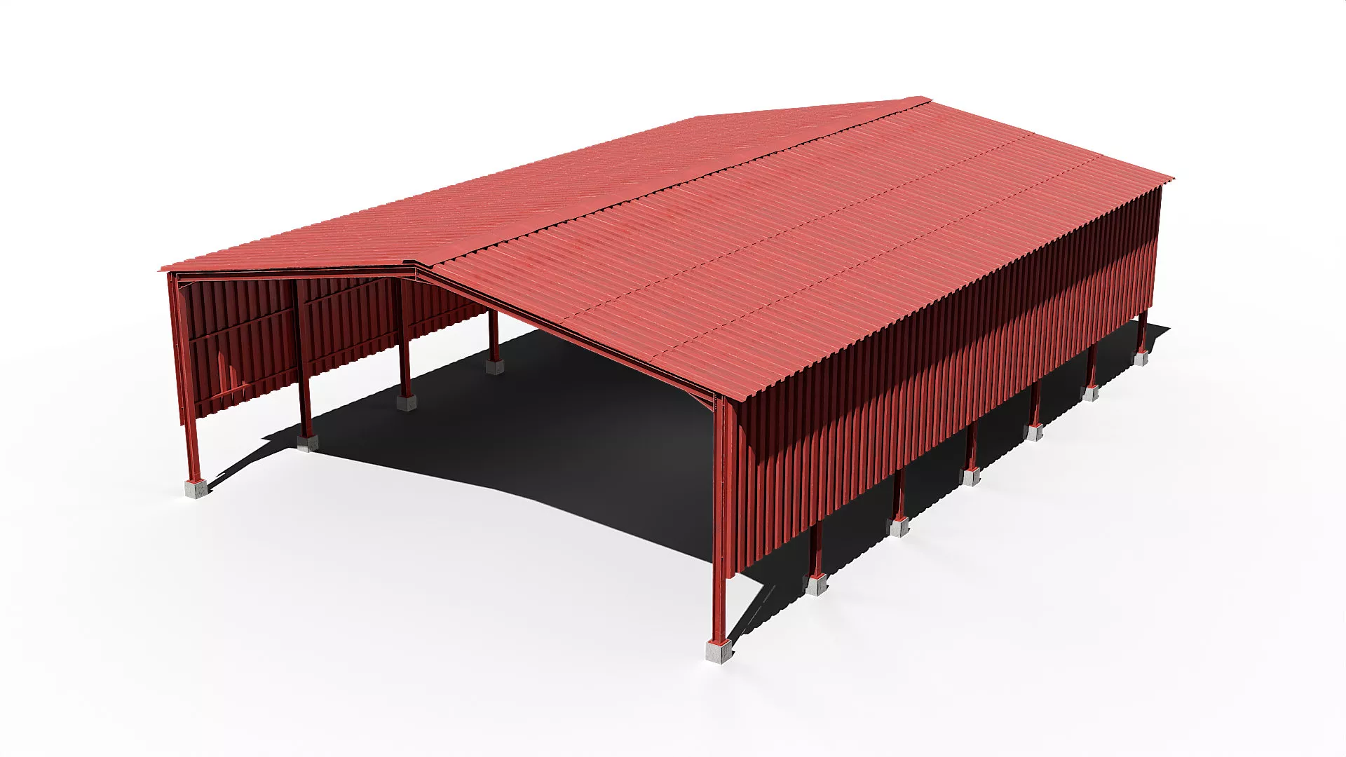 Portal Frame industrial shed with sides Low-poly 3D model