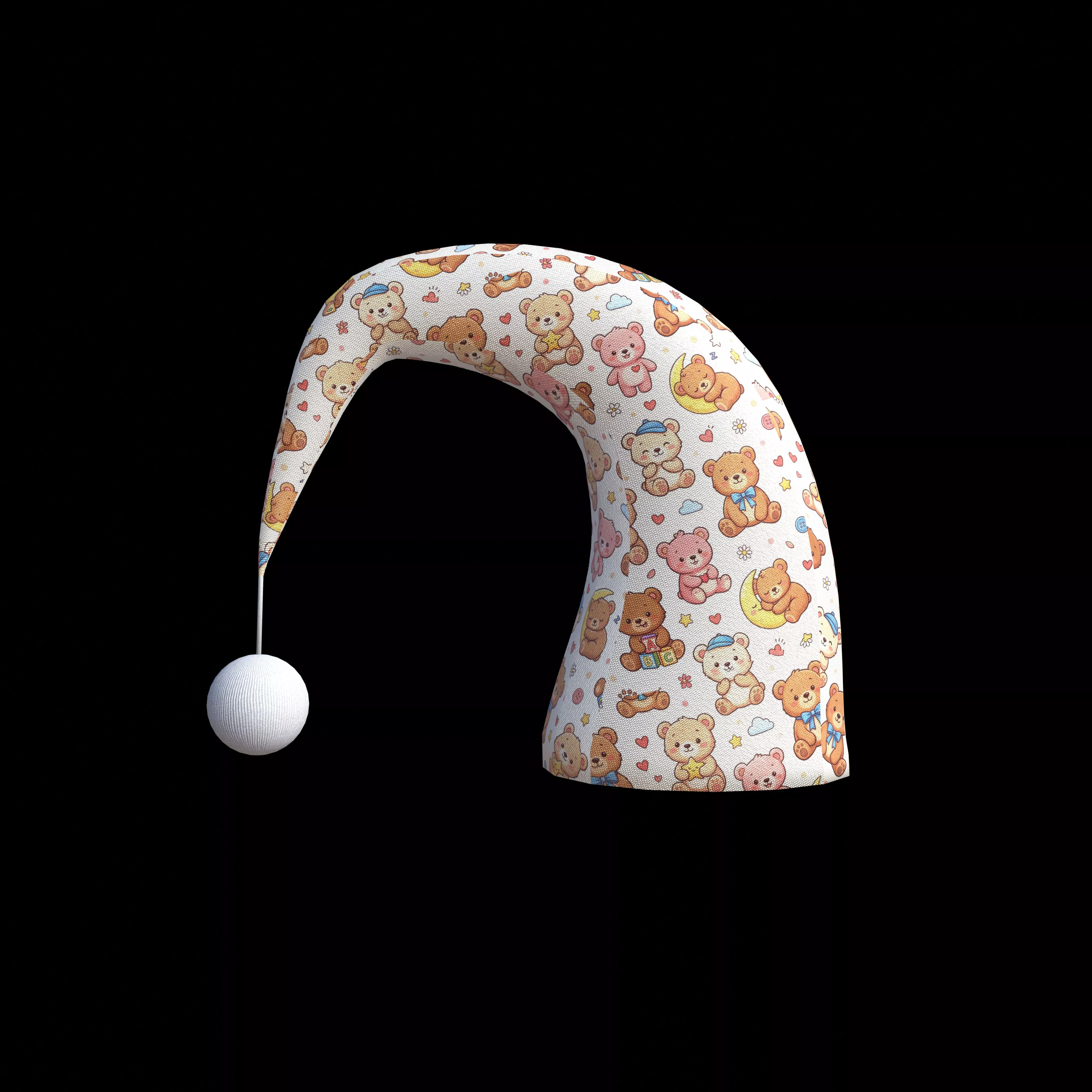 Cute Teddy Bear Pattern Night Cap with 4K PBR Textures 3D model