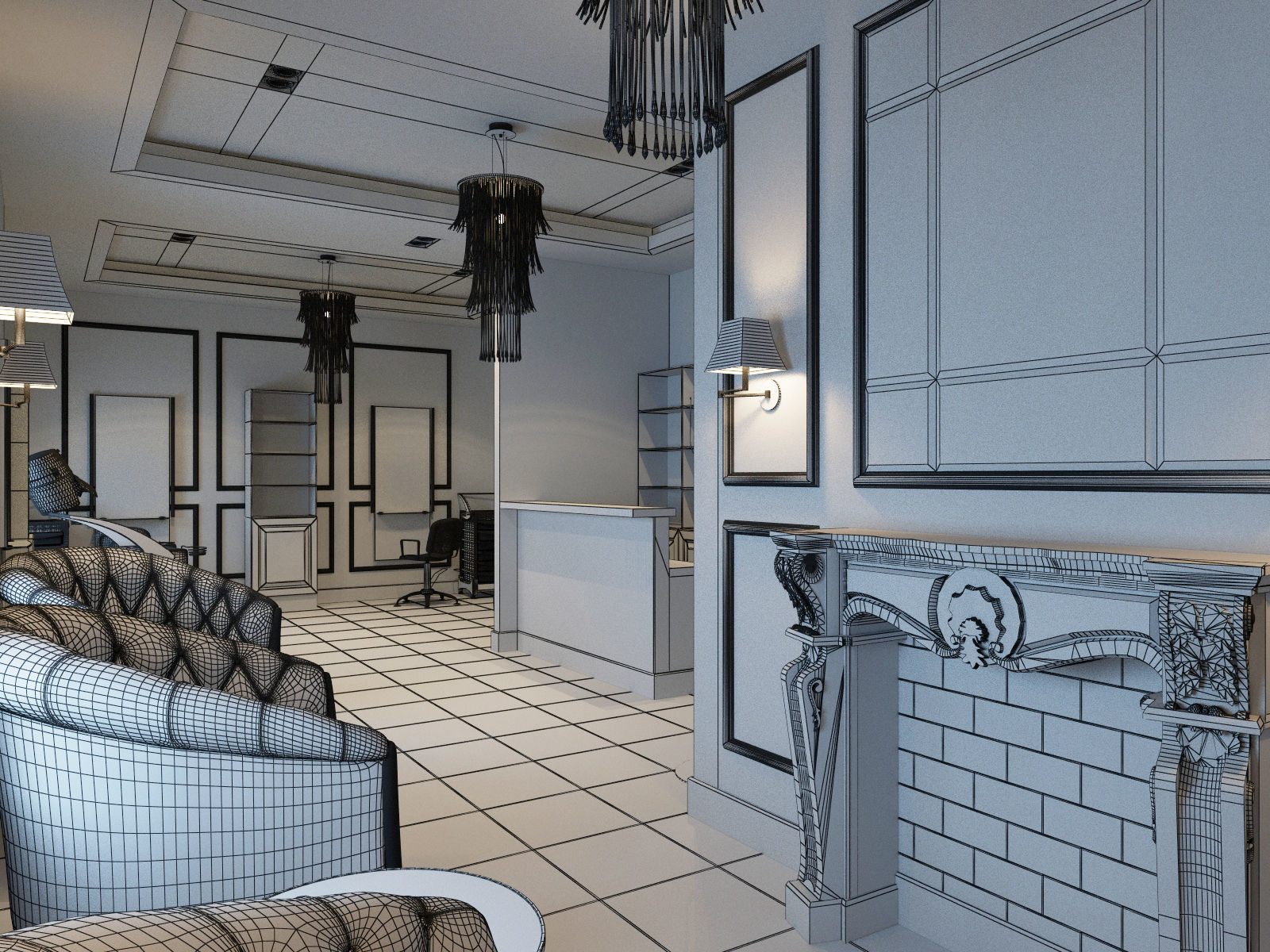 Hair and Beauty salon interior 2 3D model_14