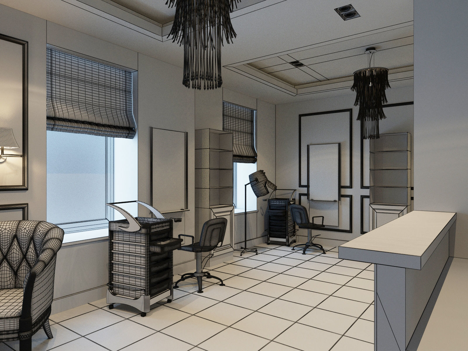 Hair and Beauty salon interior 2 3D model_16