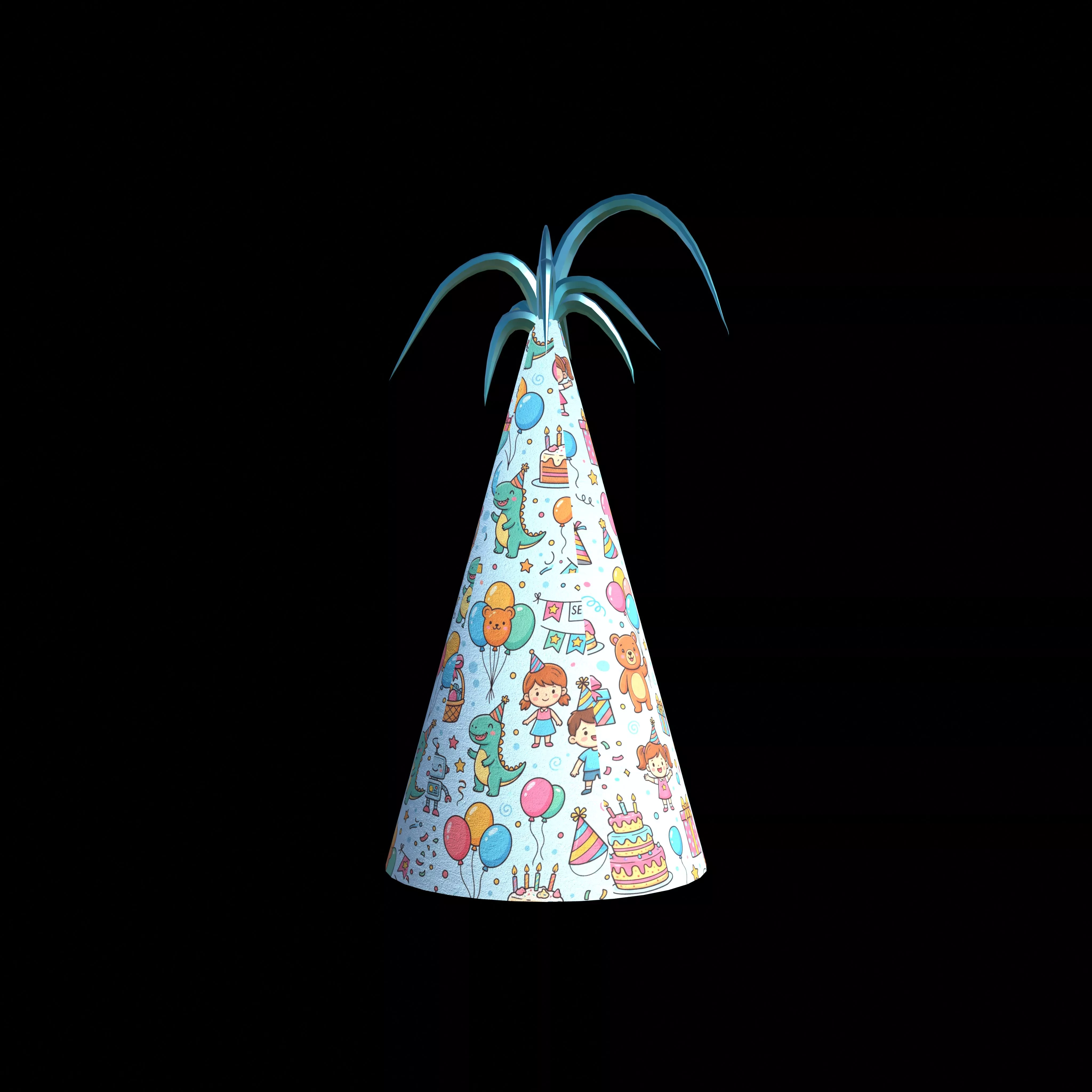Cute Cartoon Party Hat with 4K PBR Textures Free 3D model