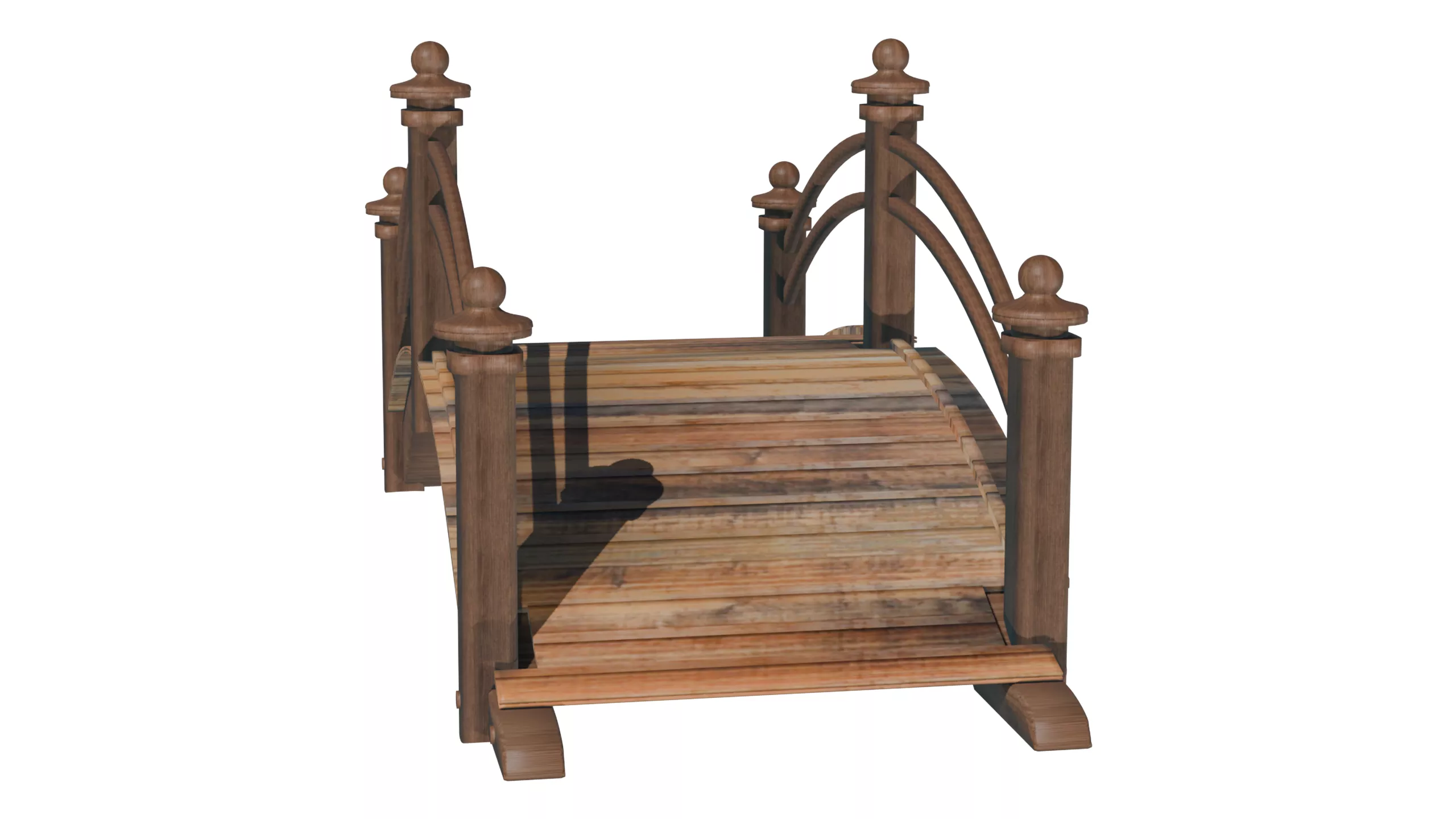 Wooden Arch Bridge Garden Landscape 3D Model 3D model