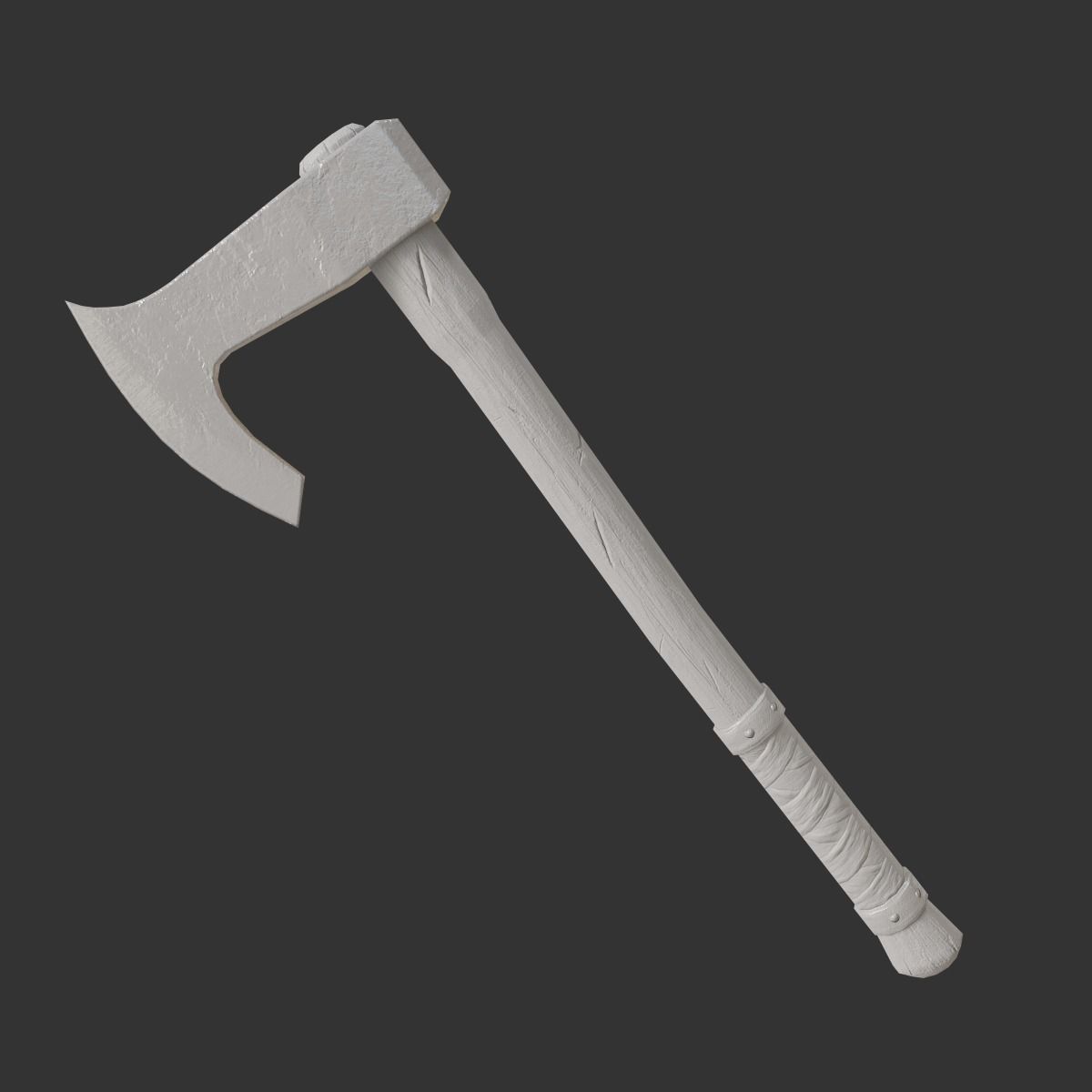 Medieval Battle Axe Low-poly 3D model_4
