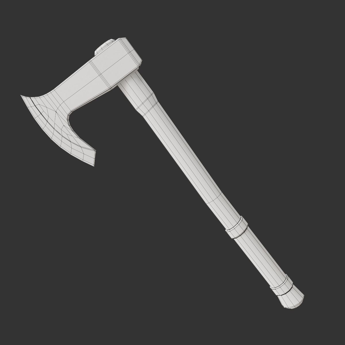 Medieval Battle Axe Low-poly 3D model_5