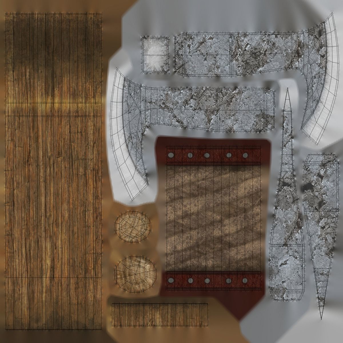 Medieval Battle Axe Low-poly 3D model_7