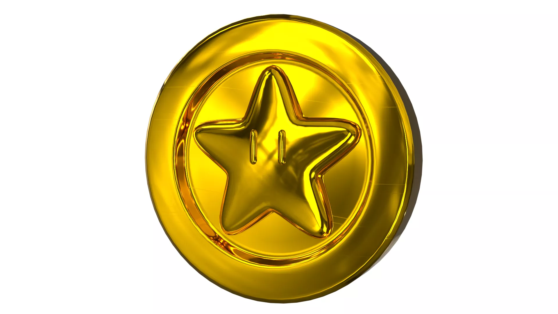 Gold Coin Star Super Mario PBR Low-poly 3D model