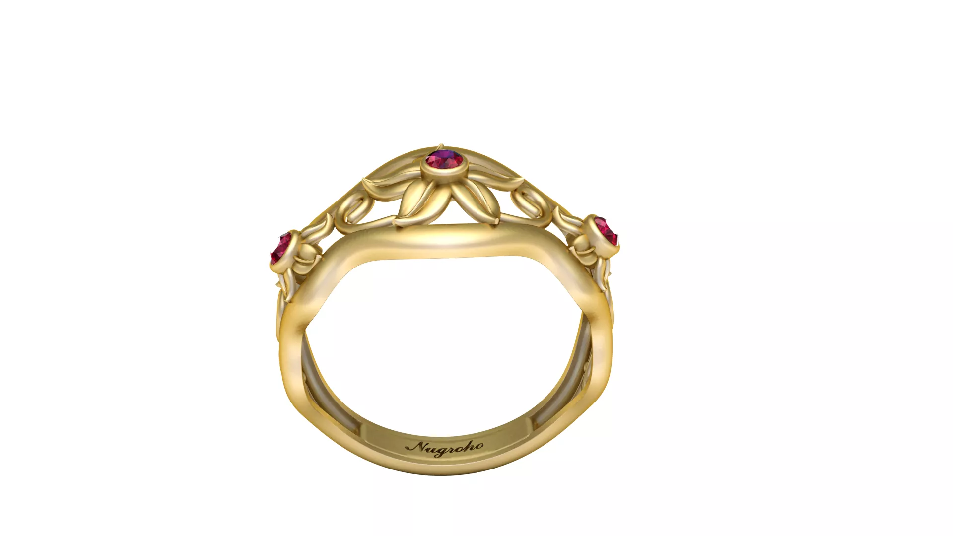 Ruby Floral Vine Ring 3D print model