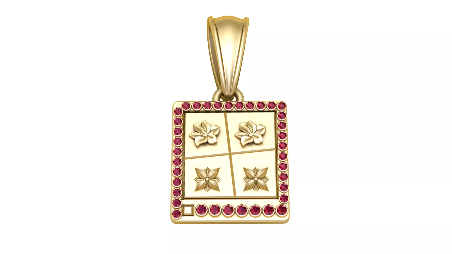 Ruby Floral Frame Pendant 3D print model