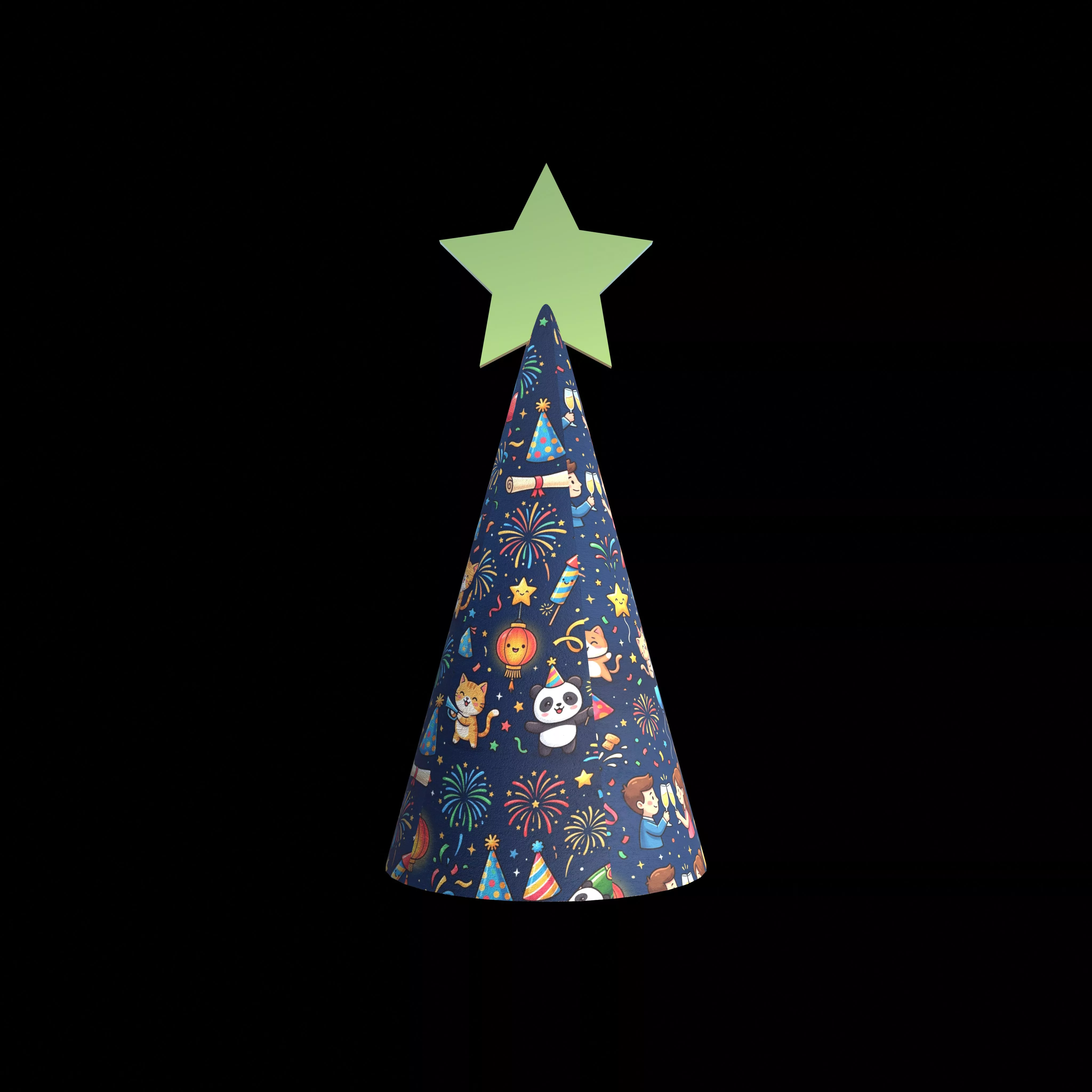 Simple Cartoon Party Hat with 4K PBR Textures Free 3D model